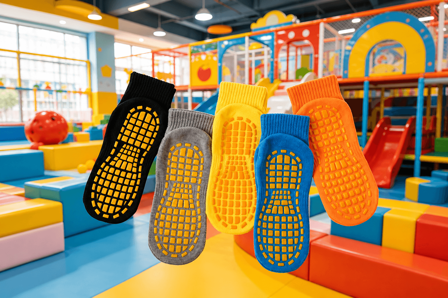 Grip socks for trampoline park programs