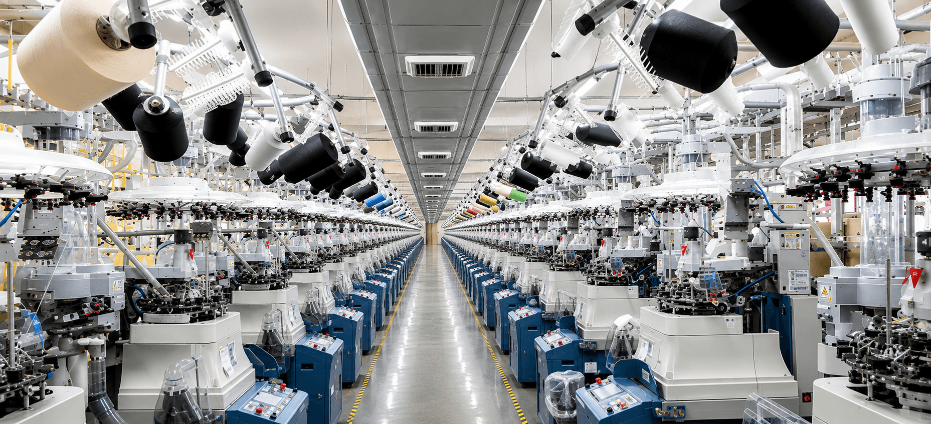 Detailed view of sock manufacturing equipment
