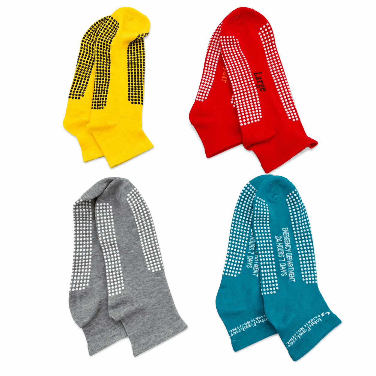 Colorful grip socks with non-slip soles