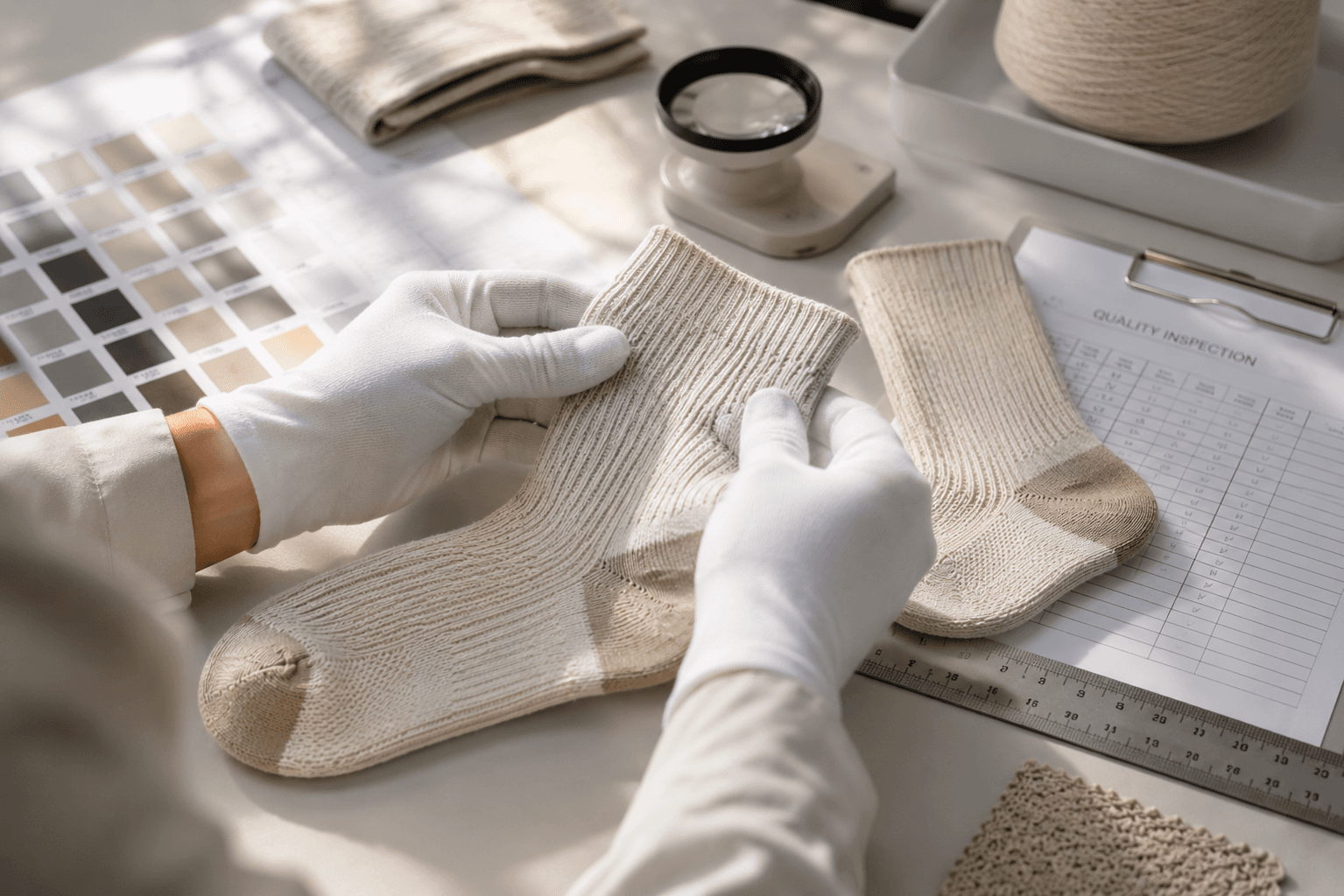 Quality inspection of finished socks
